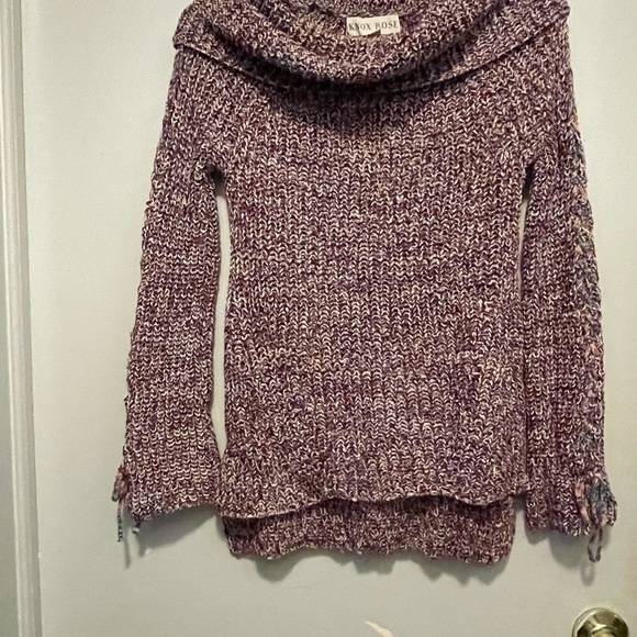 Knox Rose Marled Purple Cowl Neck Sweater - Picture 1 of 3